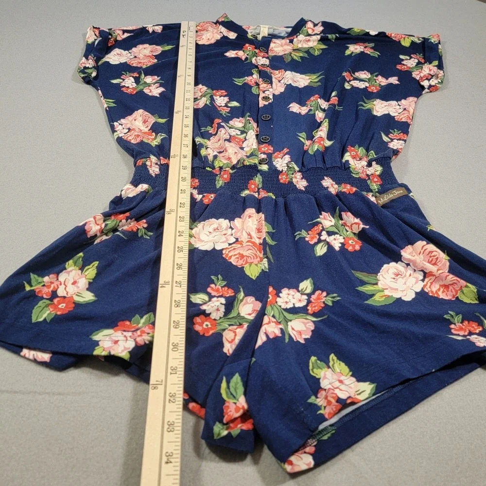 Matilda Jane Be Bold Romper Navy‎ Pink Floral Print Short Sleeve Women's Small